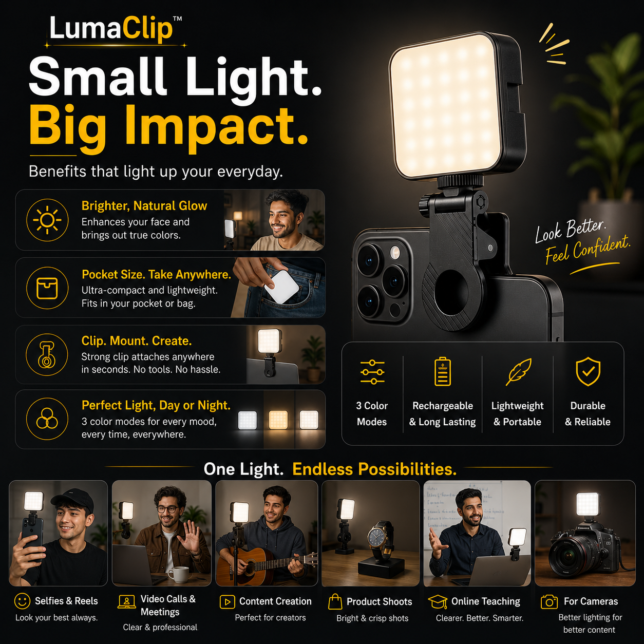 LumaClip™ – Portable LED Fill Light
