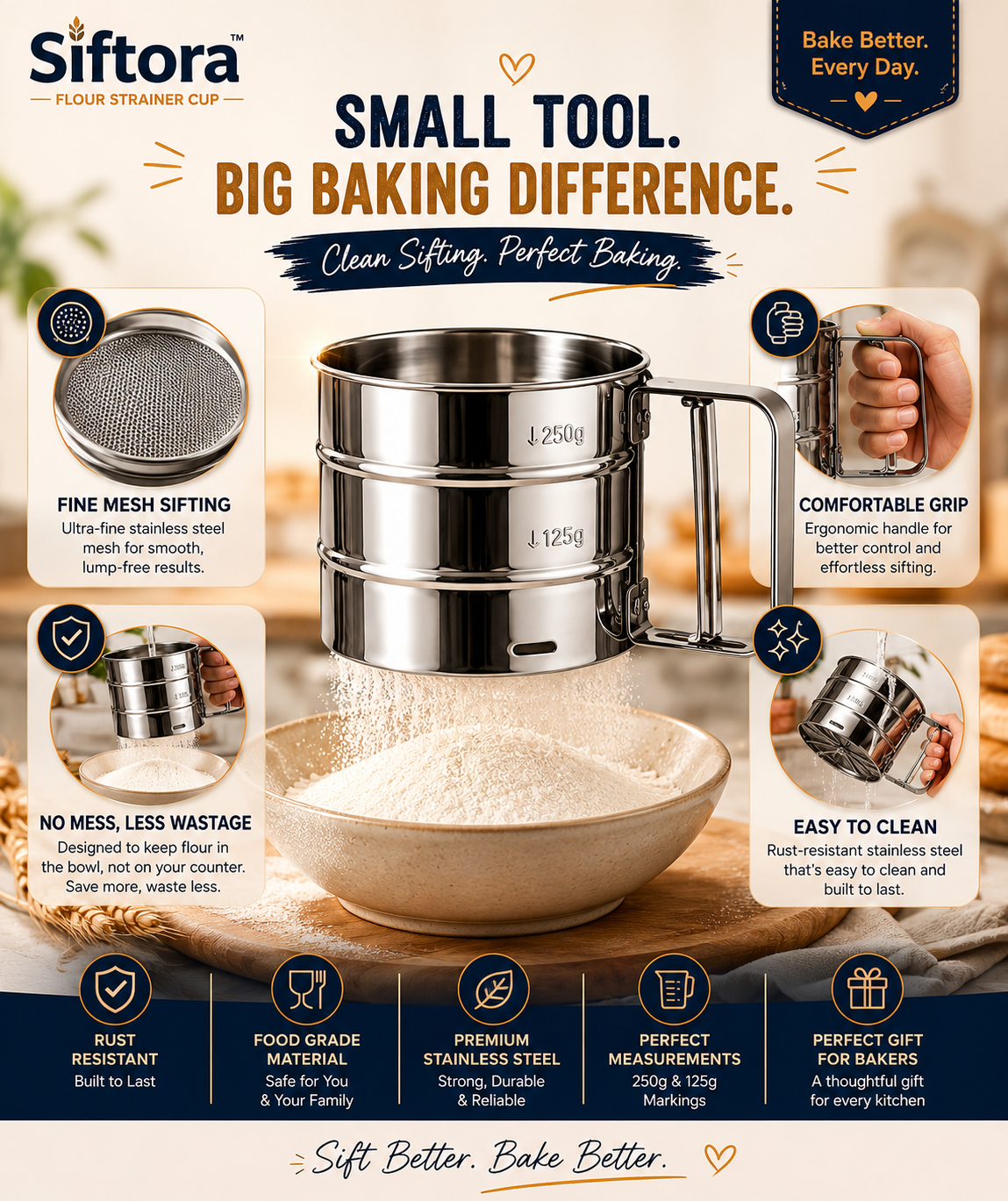Siftora™ Premium Flour Sifter Cup
