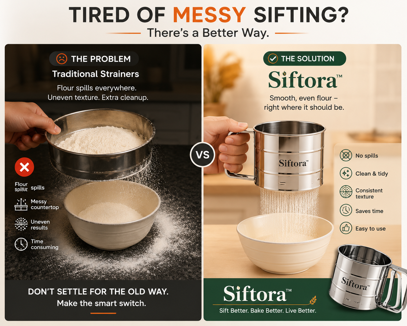 Siftora™ Premium Flour Sifter Cup