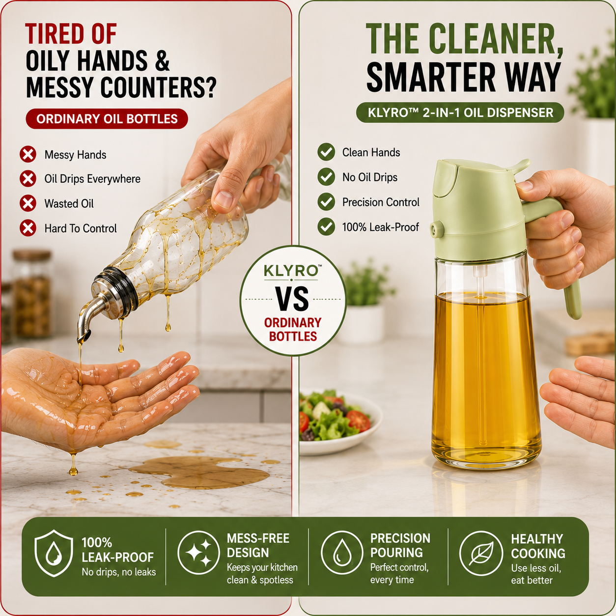 KLYRO™ 2-in-1 Oil Dispenser – Spray & Pour
