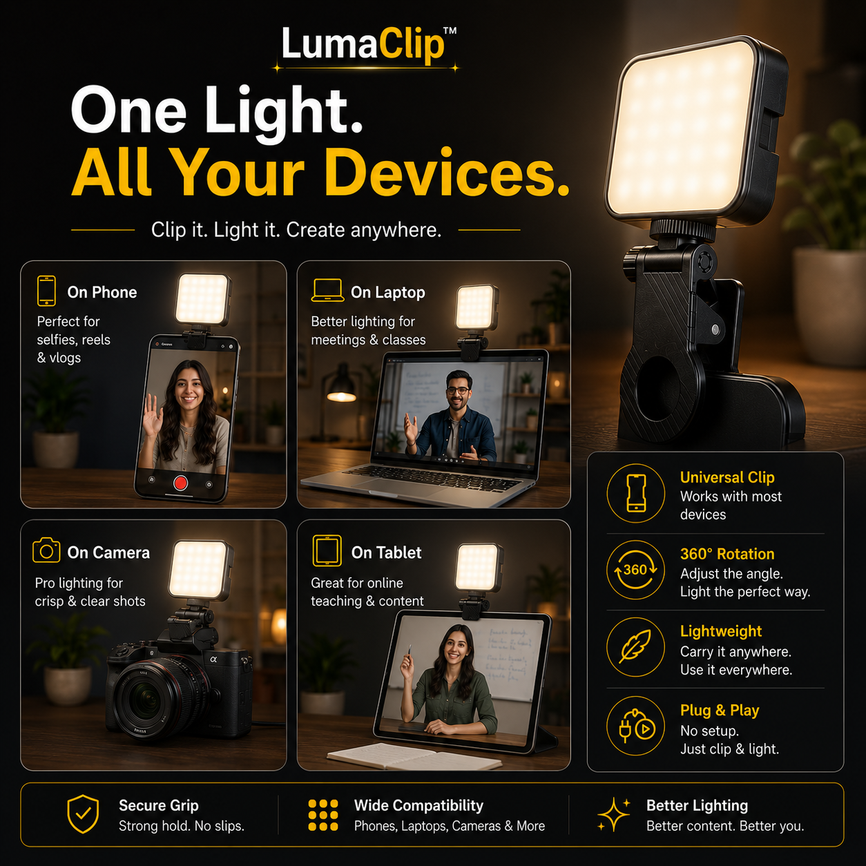 LumaClip™ – Portable LED Fill Light