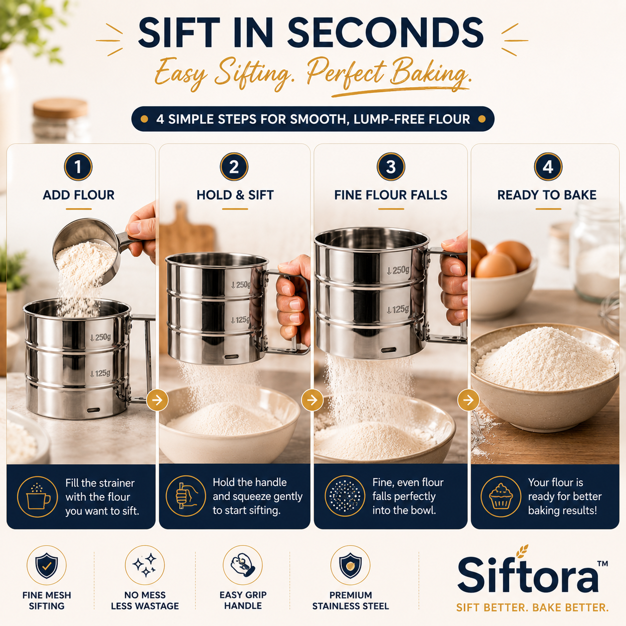 Siftora™ Premium Flour Sifter Cup