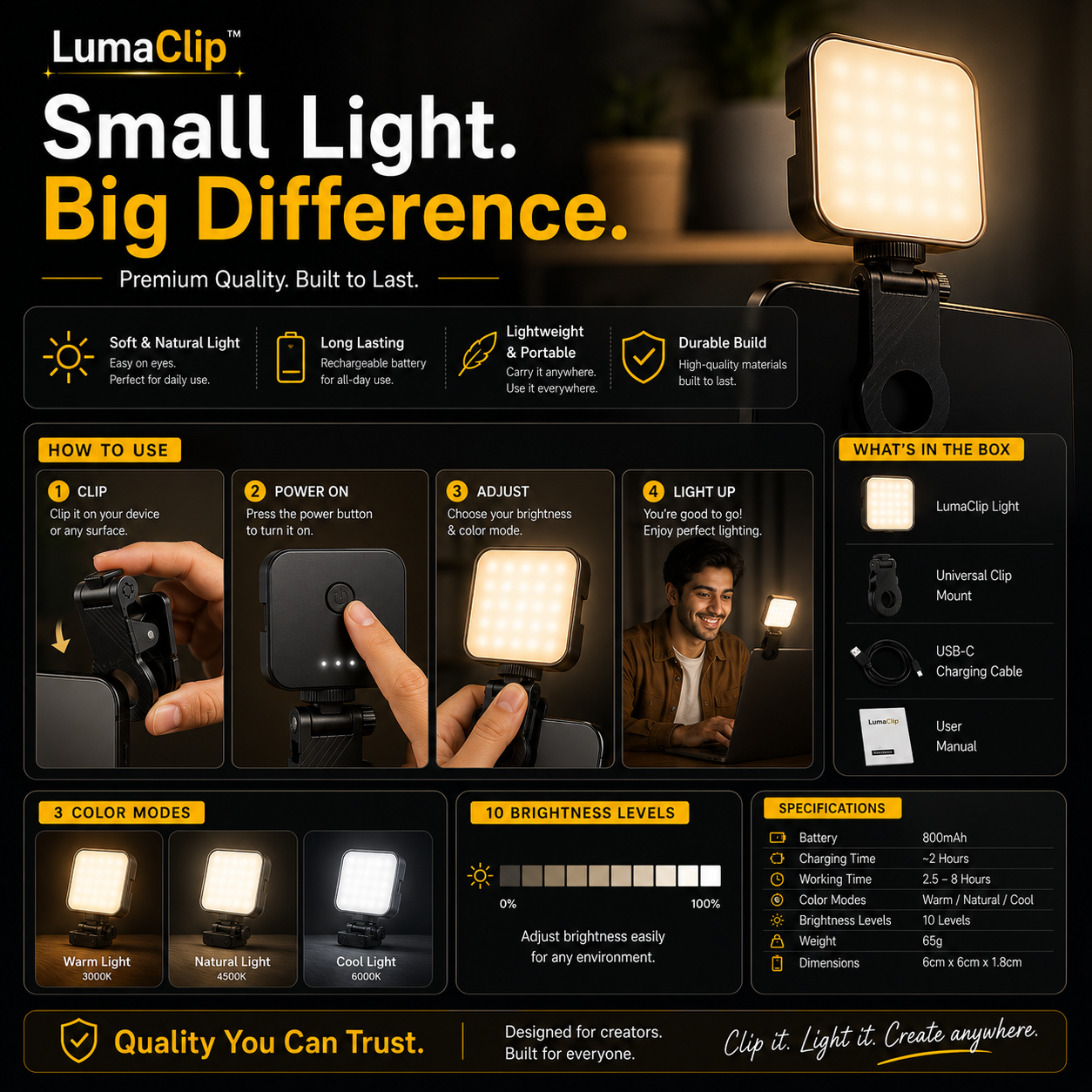 LumaClip™ – Portable LED Fill Light